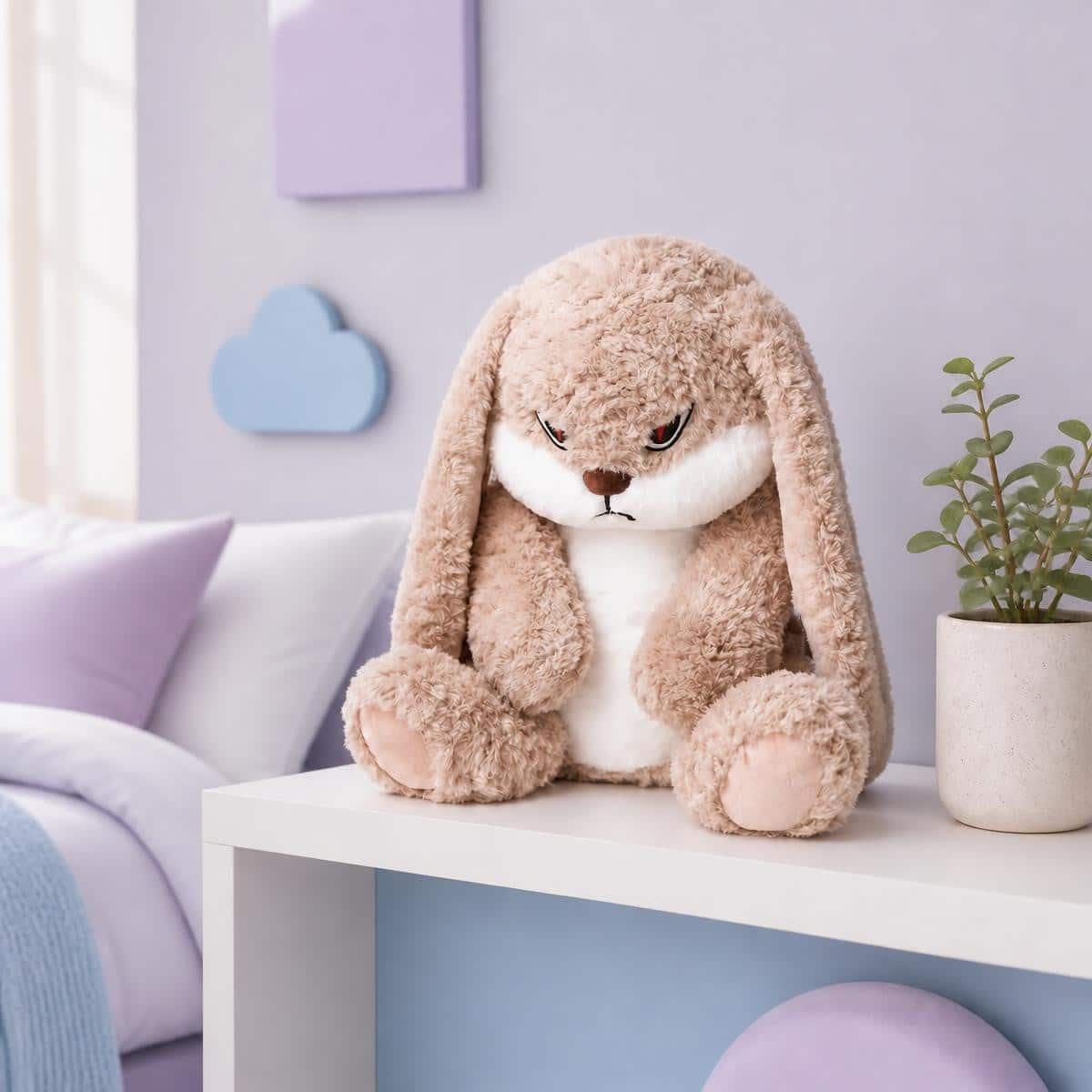 Peluche lapin kawaii grognon à longues oreilles – Image 2