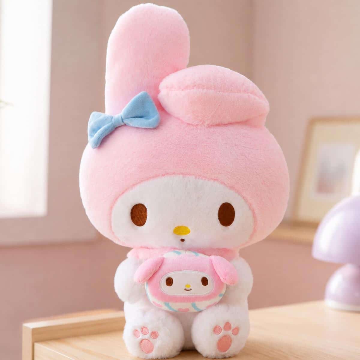 Peluche My Melody rose et blanche grand format – Image 2