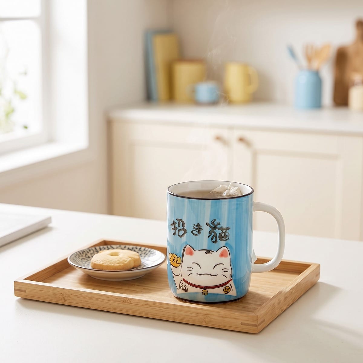 Tasse kawaii en céramique à motif chat porte bonheur – Image 3