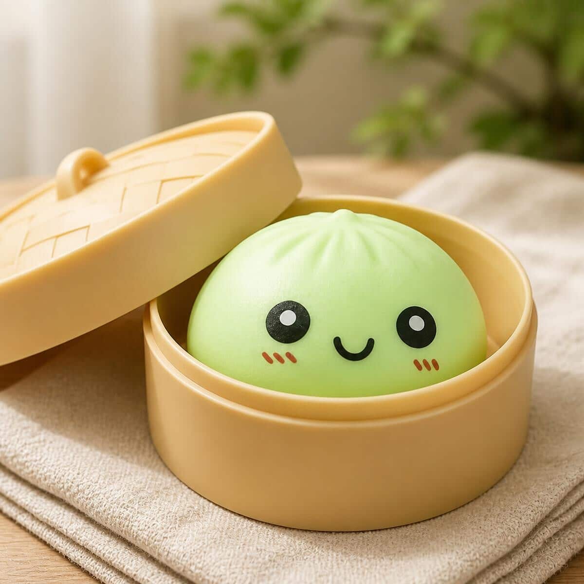 Blind Box bao squishy souriants en panier vapeur – Image 3