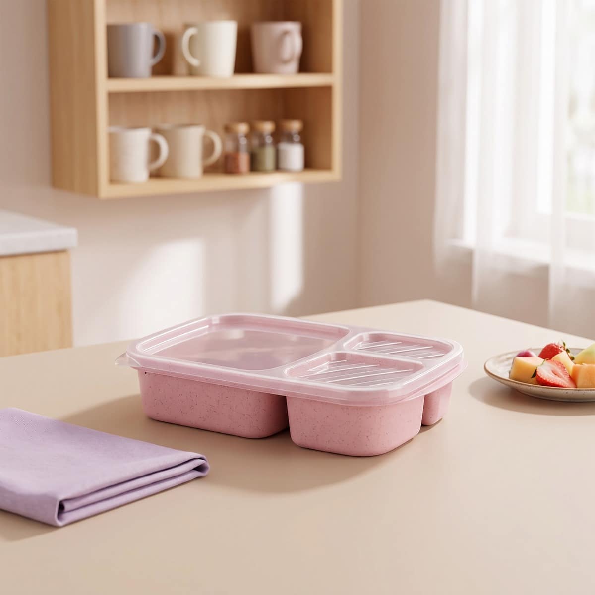 Lunchbox kawaii à coloris pastel en blé recyclé – Image 3