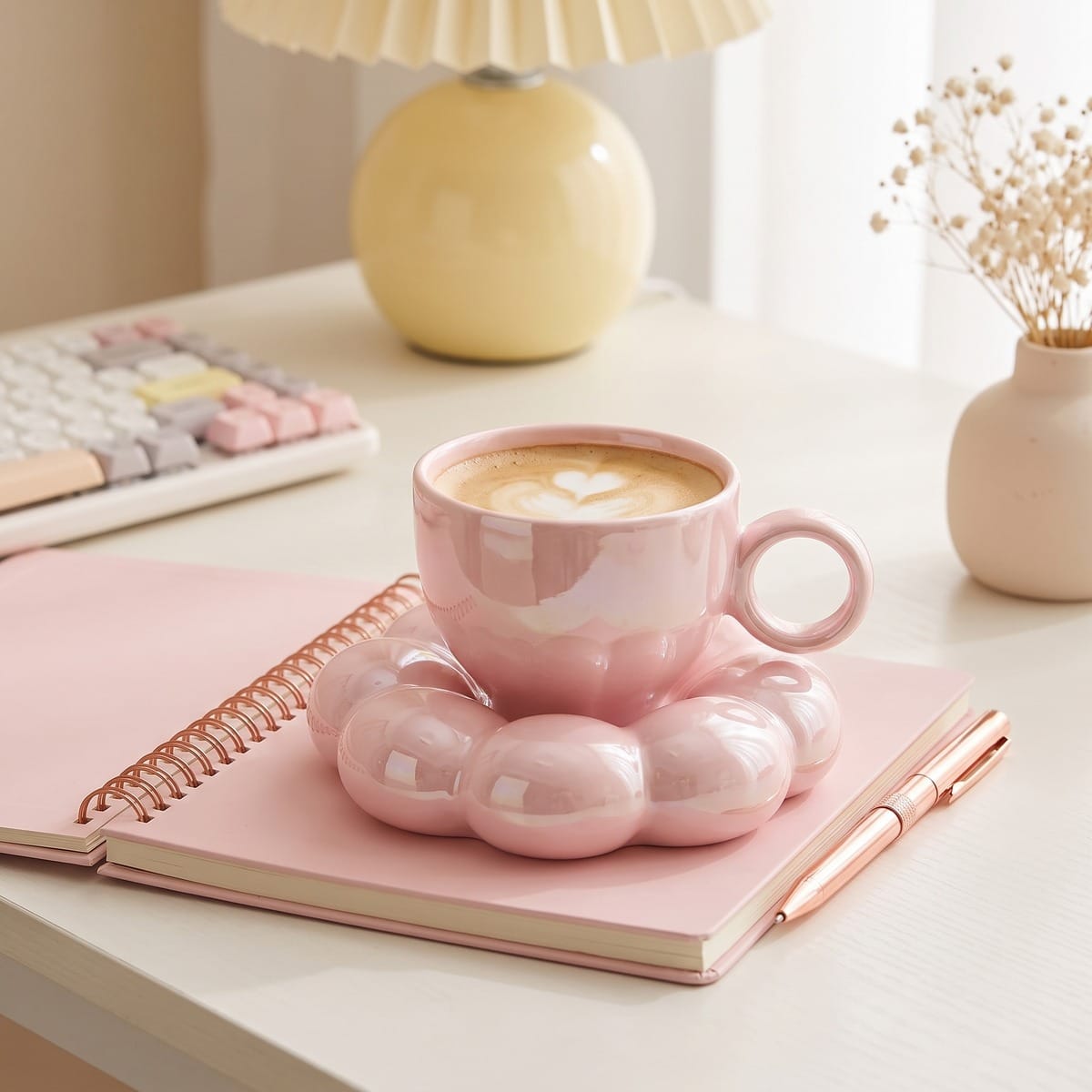 Tasse kawaii coloris pastel à soucoupe décorative – Image 4