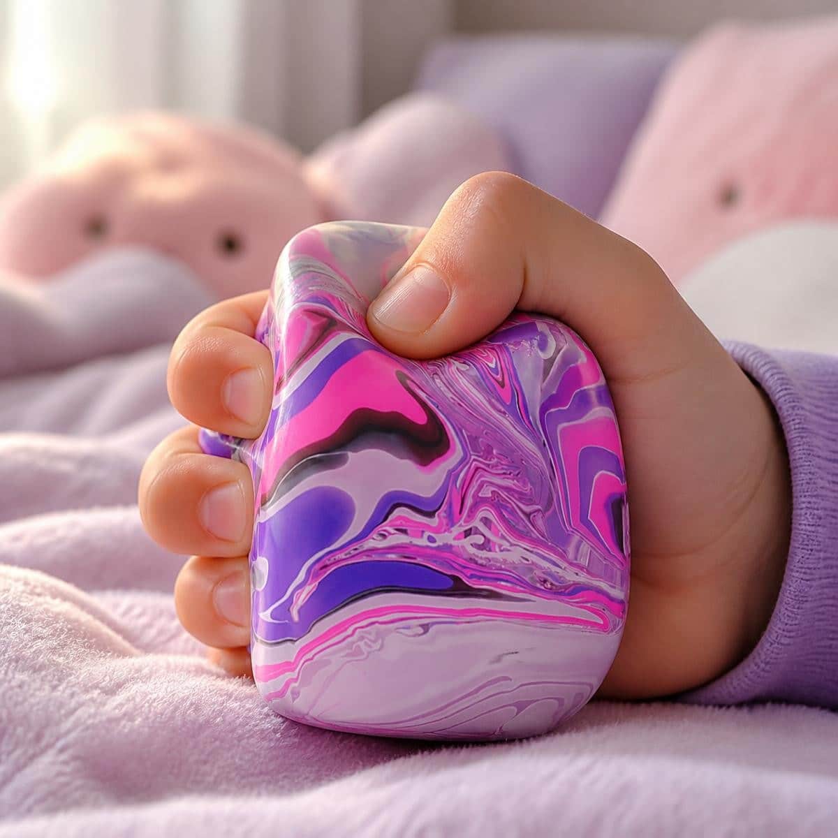 Anti-stress squishy cube sensoriel marbré – Image 3