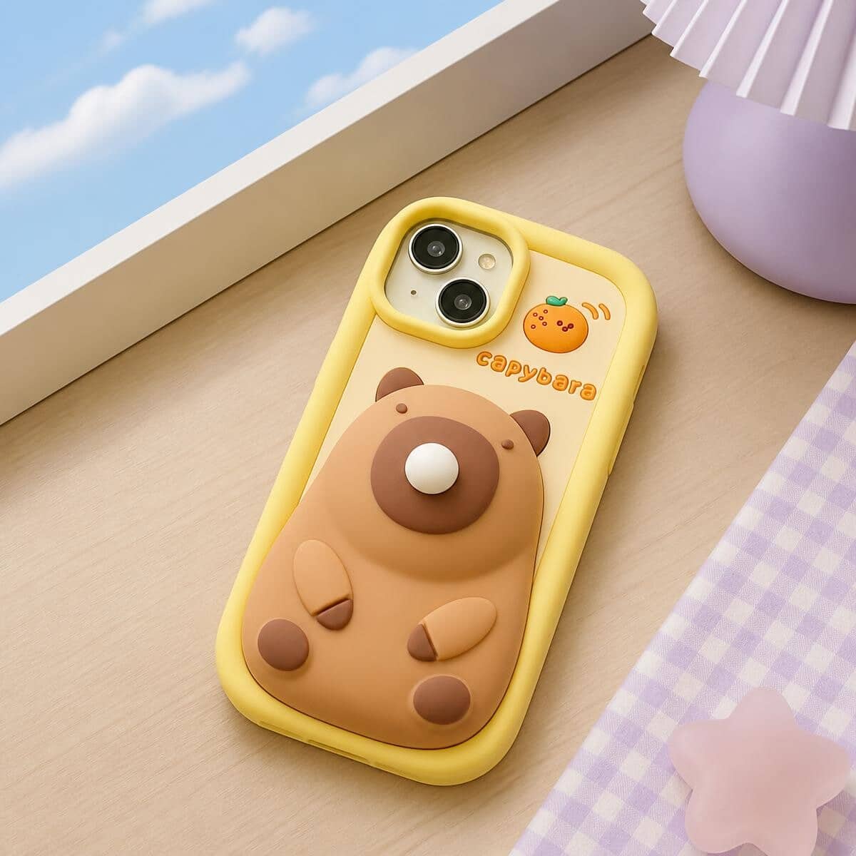 Coque téléphone kawaii Capybara 3D avec bulle au nez – Image 3