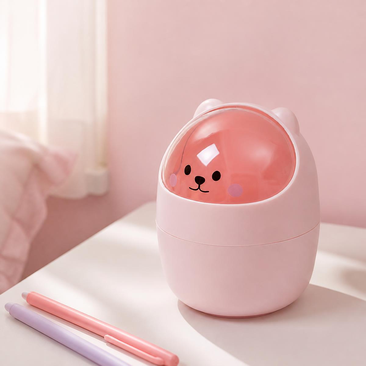 Déco kawaii corbeille de bureau avec tête de chat – Image 2