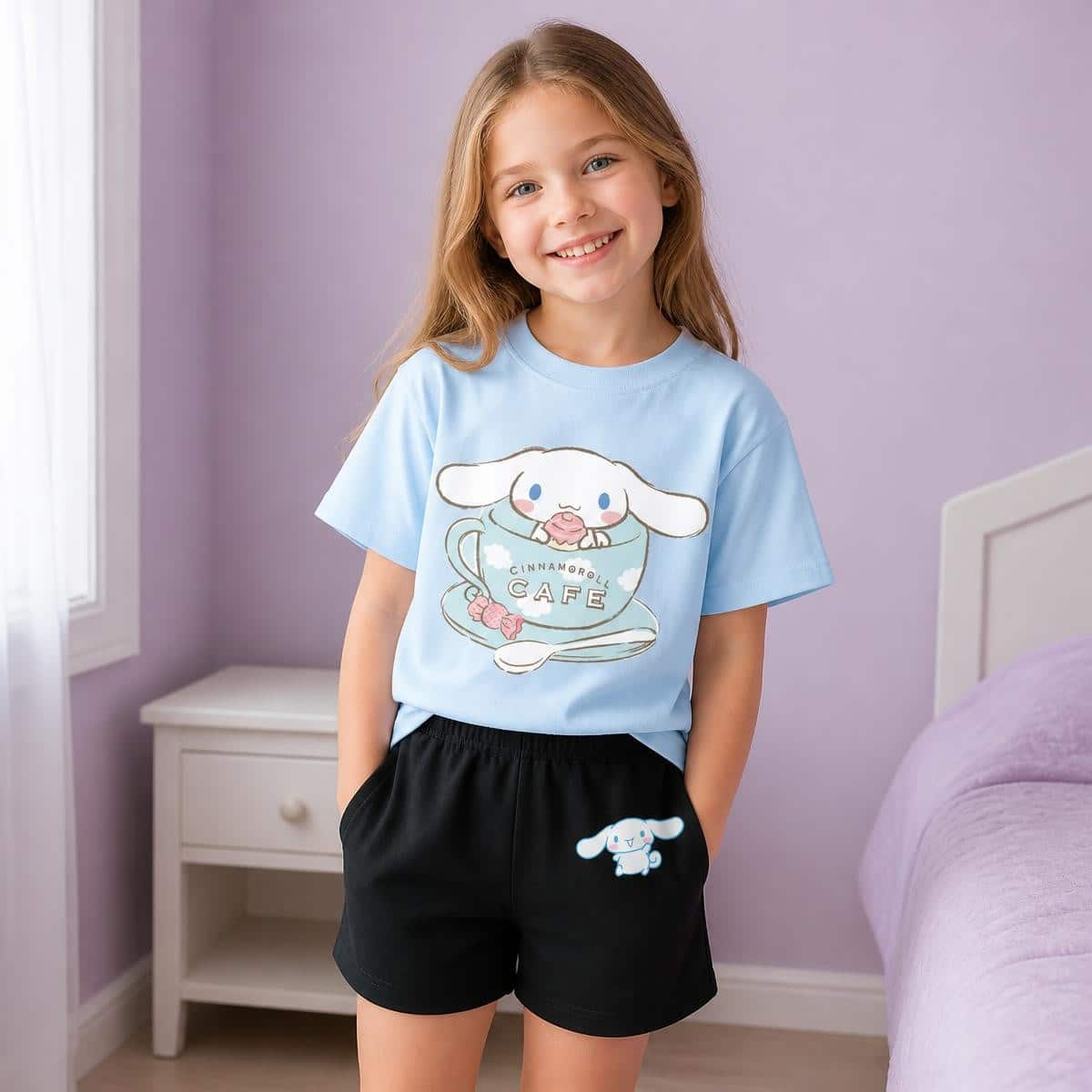 Ensemble t-shirt et short Cinnamoroll pour enfant – Image 2