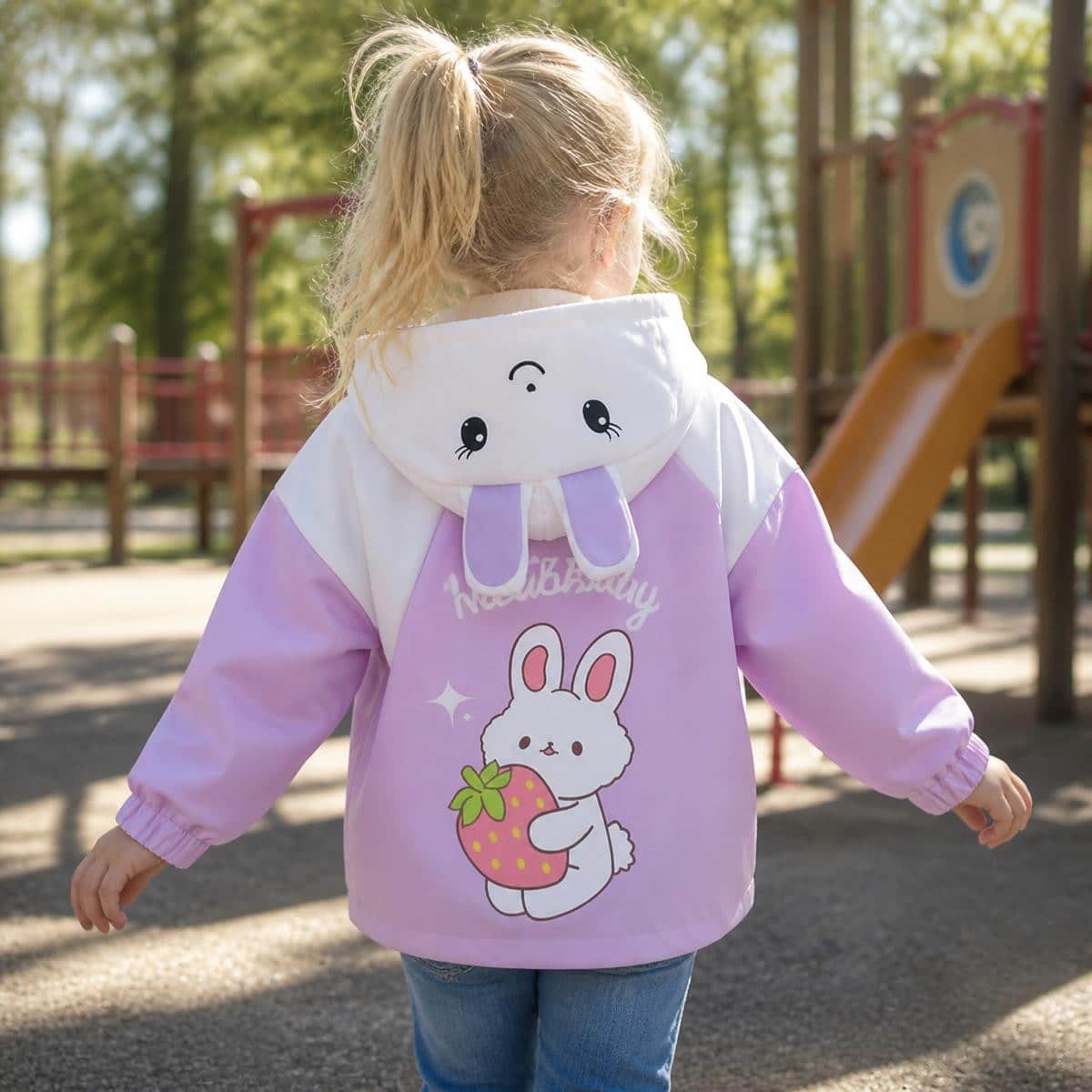 Veste coupe vent à oreilles de lapin pour enfant – Image 3