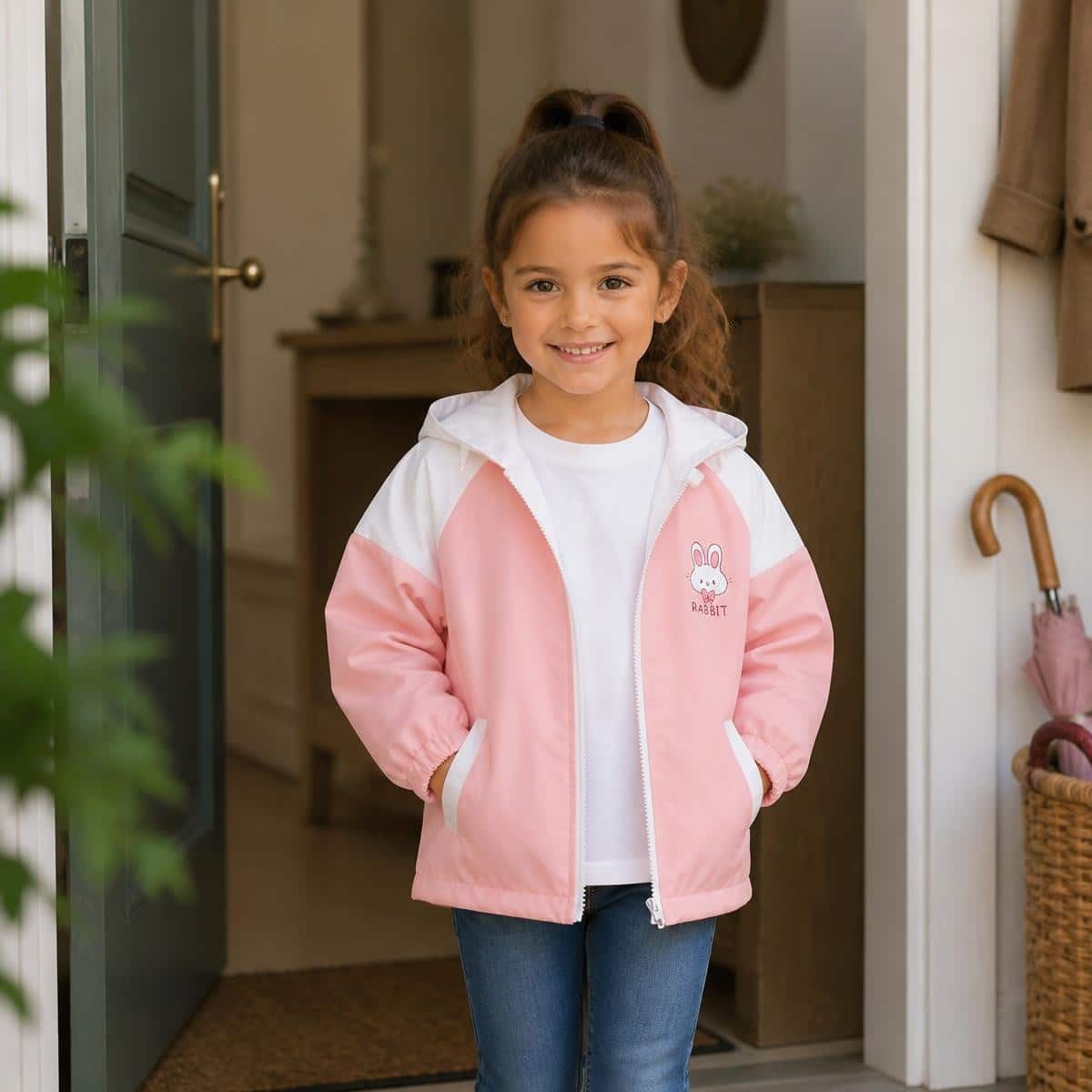 Veste coupe vent à oreilles de lapin pour enfant – Image 4