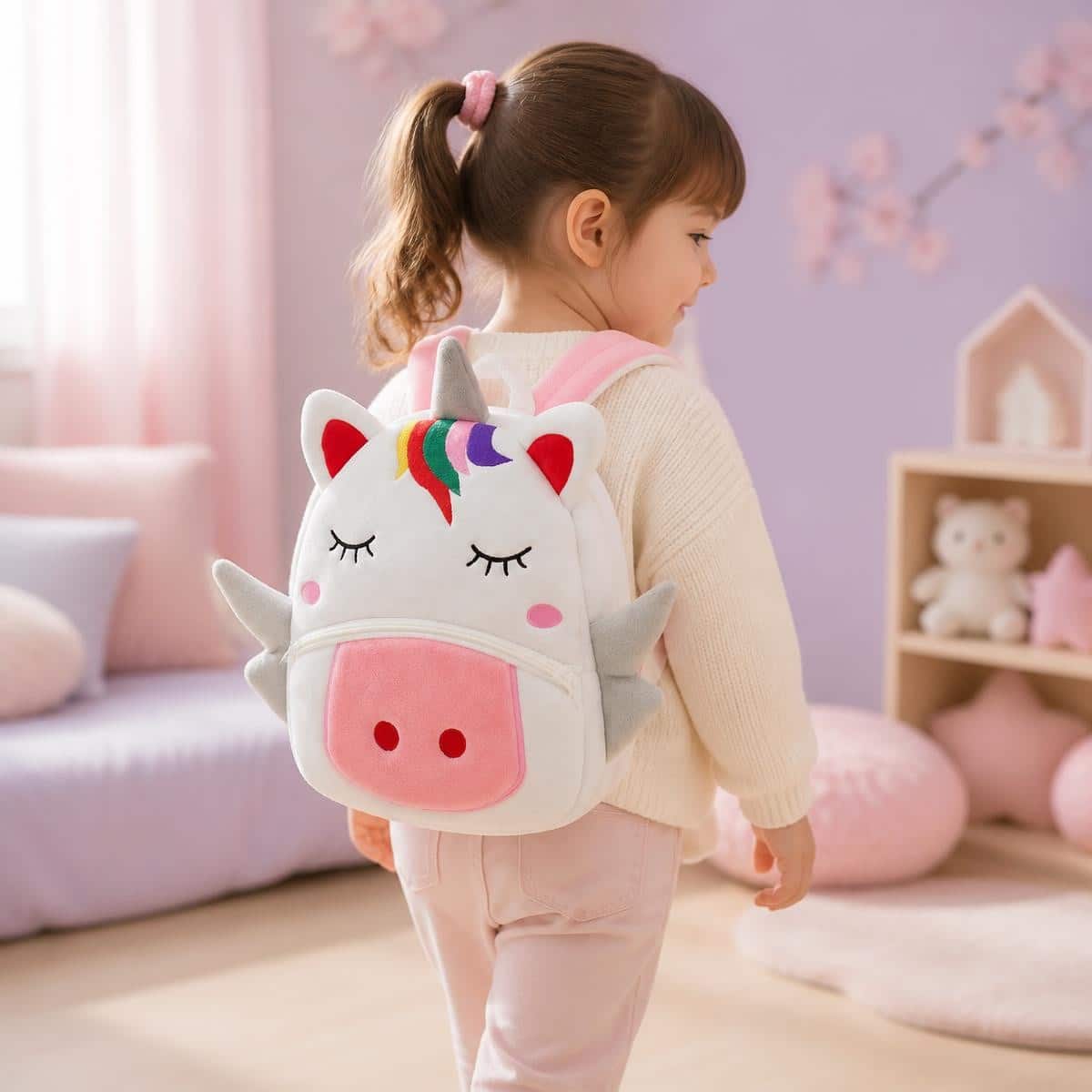 Sac à Dos Kawaii licorne ailée à crinière colorée – Image 2