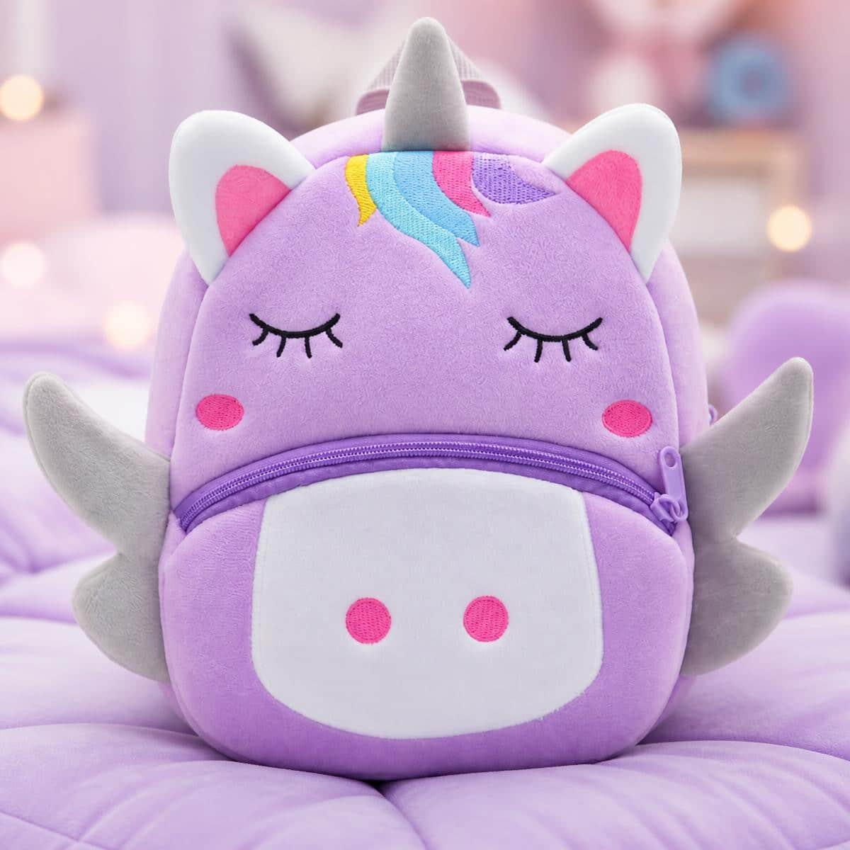 Sac à Dos Kawaii licorne ailée à crinière colorée – Image 3