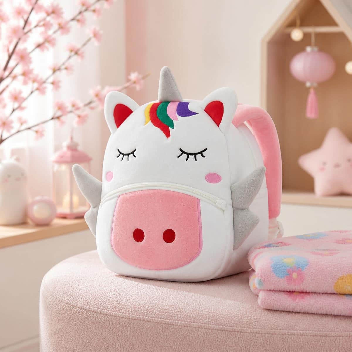 Sac à Dos Kawaii licorne ailée à crinière colorée – Image 4