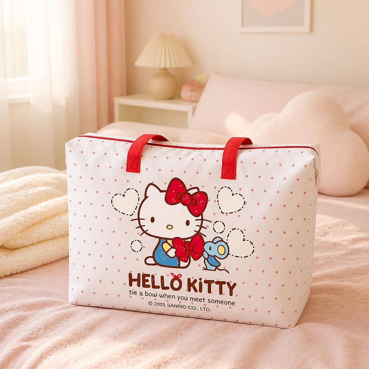 Sac de rangement Kawaii Hello Kitty à motifs cœurs et personnages – Image 2